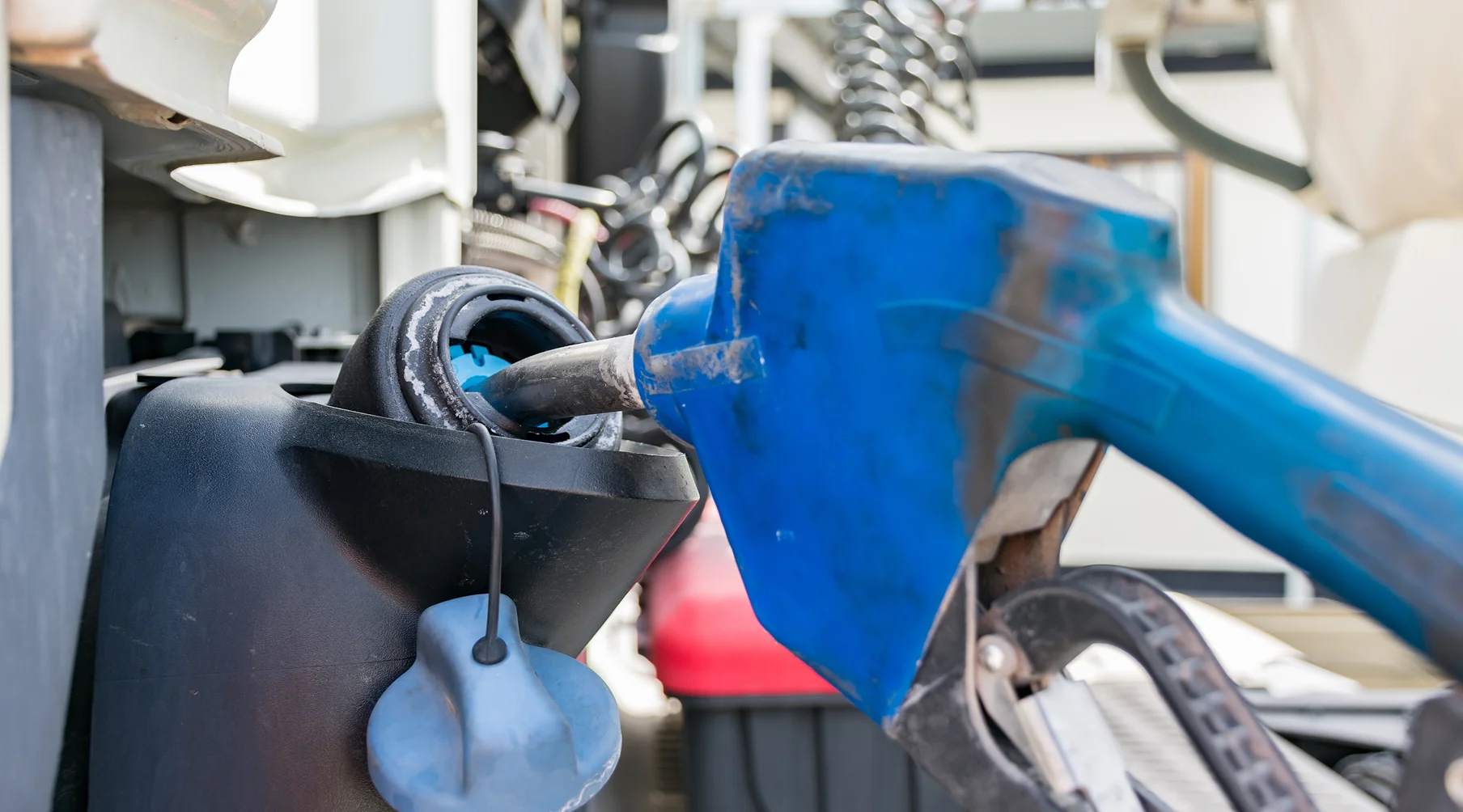 adblue being added into a truck's tank